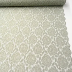 Elastische Spitze Blumen mit Wellen Abschluss beidseitig grau