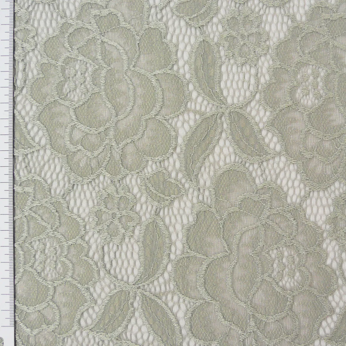 Elastische Spitze Blumen mit Wellen Abschluss beidseitig grau