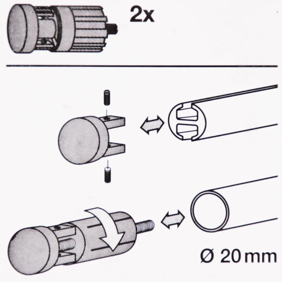 Endstück 20mm match 2 Stück schwarz