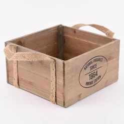 3er Set Aufbewahrungsboxen Natural Organics aus Holz mit Jutehenkeln natur verschiedene Größen