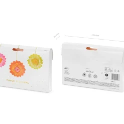 3er Set Blumen aus Seidenpapier pink orange gelb 35cm