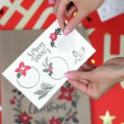 3er Set Geschenktüte Papier Merry Little Christmas 25x11x27cm inkl. Sticker