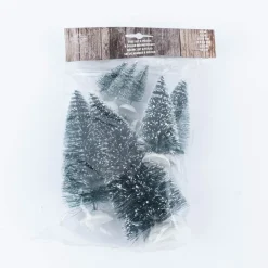 8er Set kleine Deko Tannen mit Schnee verschiedene Größen 6-19cm hoch