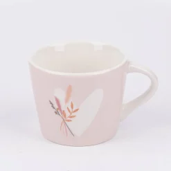 Espresso Tasse aus Porzellan Herz mit Strauß rosa pastell 50ml von der Schreibkram Manufaktur