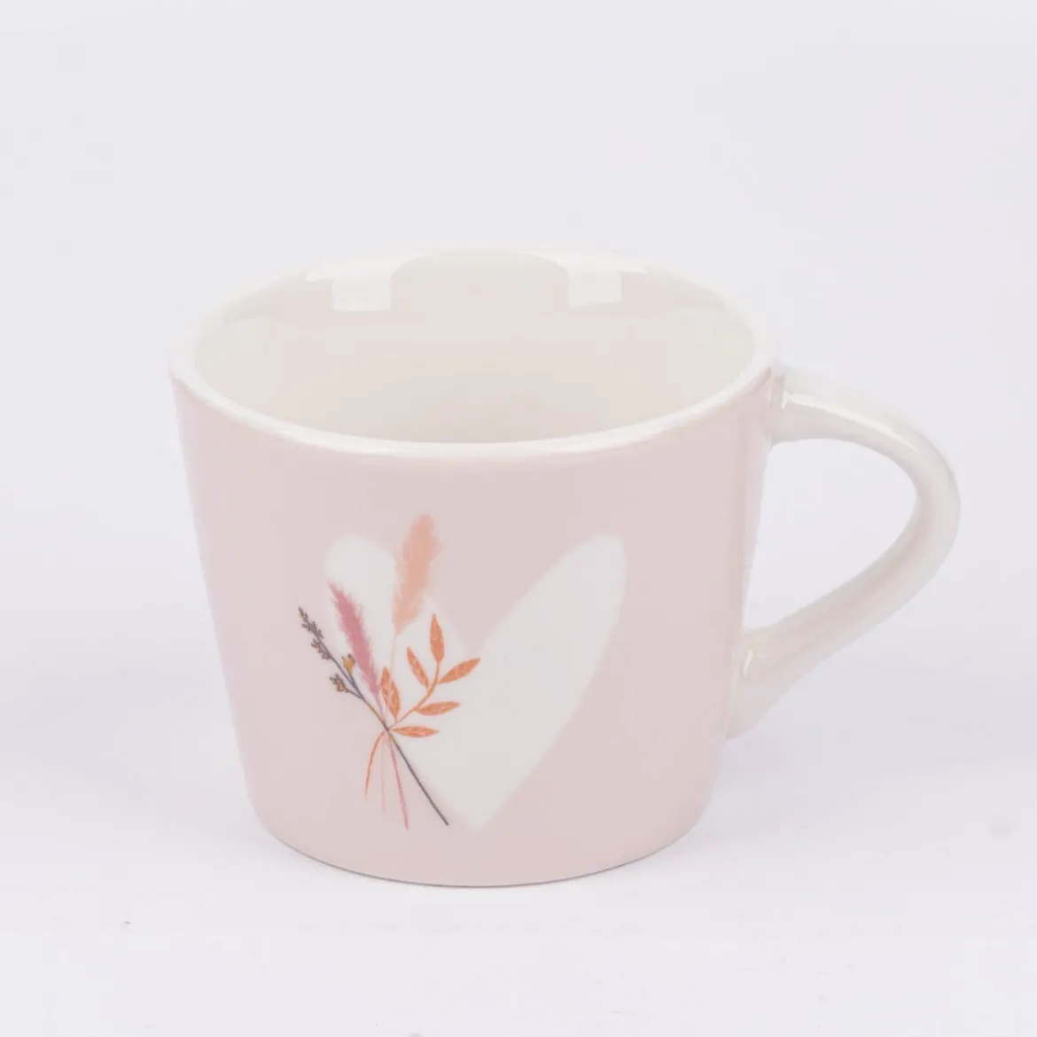 Espresso Tasse aus Porzellan Herz mit Strauß rosa pastell 50ml von der Schreibkram Manufaktur