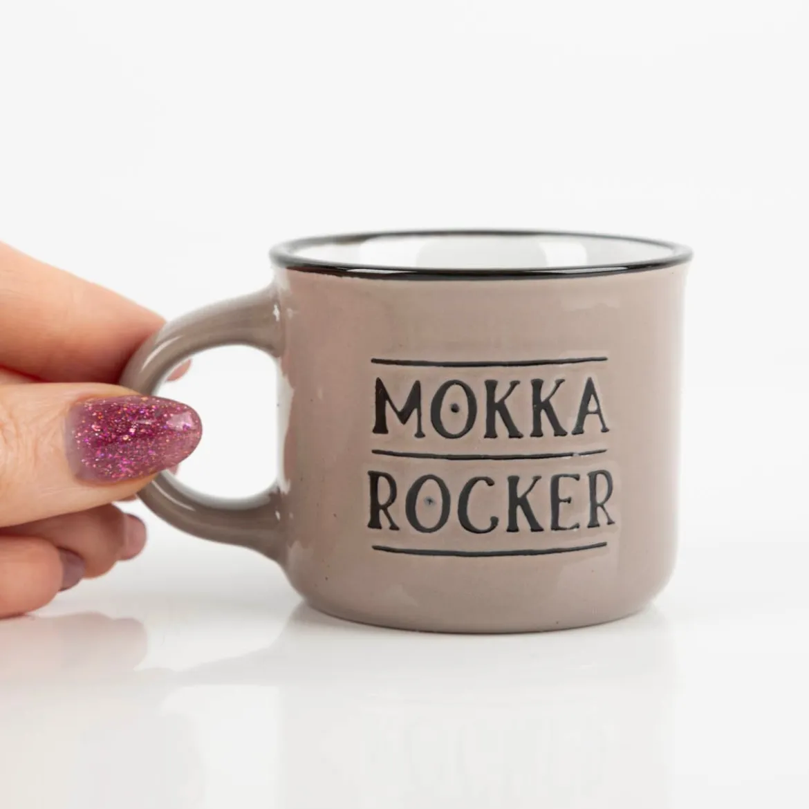Espresso Tasse MOKKA ROCKER Vintage Keramik 95ml grau von Grafik Werkstatt