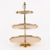 Etagere oval Metall Strukturoberfläche 3stufig Aluminium goldfarbig 36x23x49cm