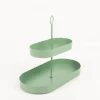 Etagere oval Metall zweistufig lebensmittelecht grün 30x26cm von Boltze
