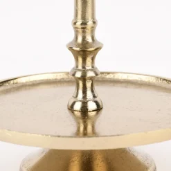 Etagere rund Metall Strukturoberfläche 2stufig Aluminium goldfarbig 19x31cm