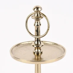 Etagere rund Metall Strukturoberfläche 2stufig Aluminium goldfarbig 19x31cm