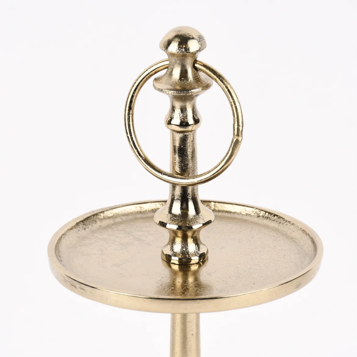 Etagere rund Metall Strukturoberfläche 2stufig Aluminium goldfarbig 19x31cm