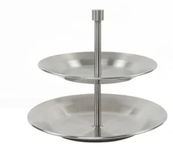 Etagere Servierständer mit 2 Tellern Metall silberfarbig 20x 25cm HxD