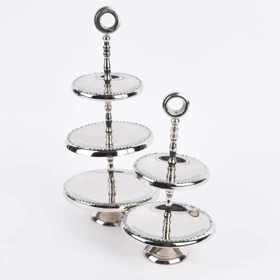 Etagere 2stufig rund Aluminium silberfarbig 13x24cm