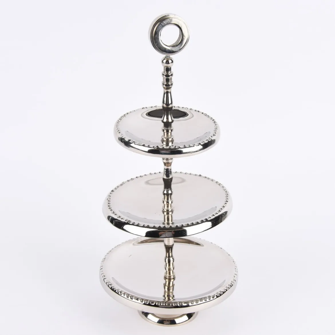 Etagere 3stufig rund Aluminium silberfarbig 14,5x32cm