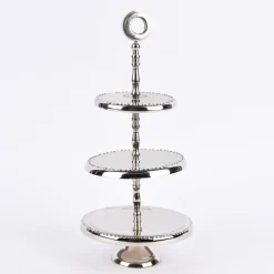 Etagere 3stufig rund Aluminium silberfarbig 14,5x32cm