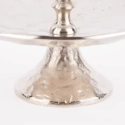 Etagere 2stufig rund strukturierte Oberfläche Metall silberfarbig 22x35cm