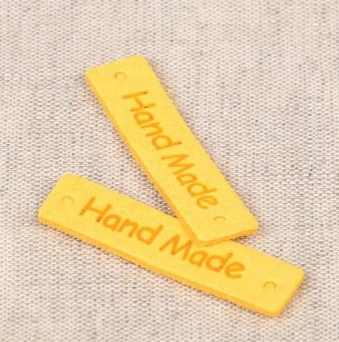 Etikett Label Hand Made gelb ca 40x10mm im 8er Pack