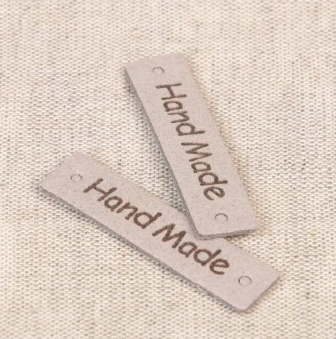 Etikett Label Hand Made hellgrau ca 40x10mm im 8er Pack