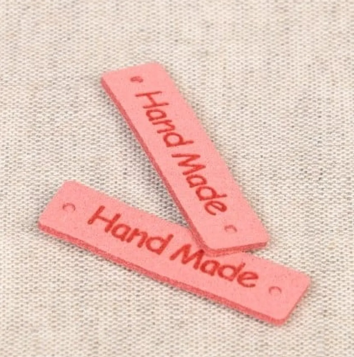 Etikett Label Hand Made rosa ca 40x10mm im 8er Pack