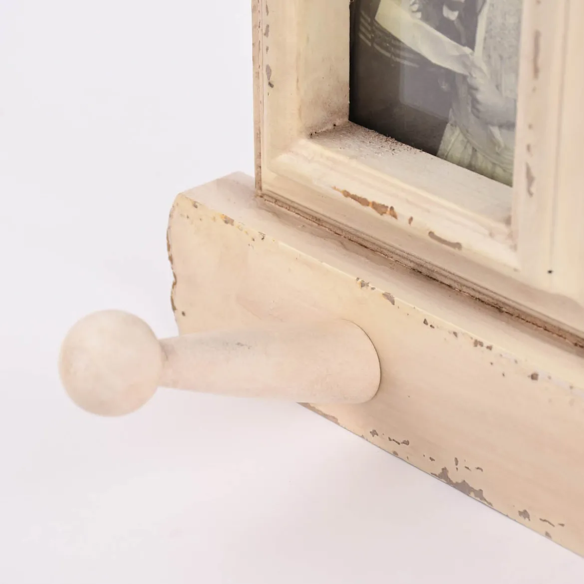 3fach Bilderrahmen mit Hakenleiste Holz Vintage weiß 52,5x25x2cm