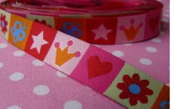 Farbenmix Webband Mixband rosa bunt Breite: 1,5cm