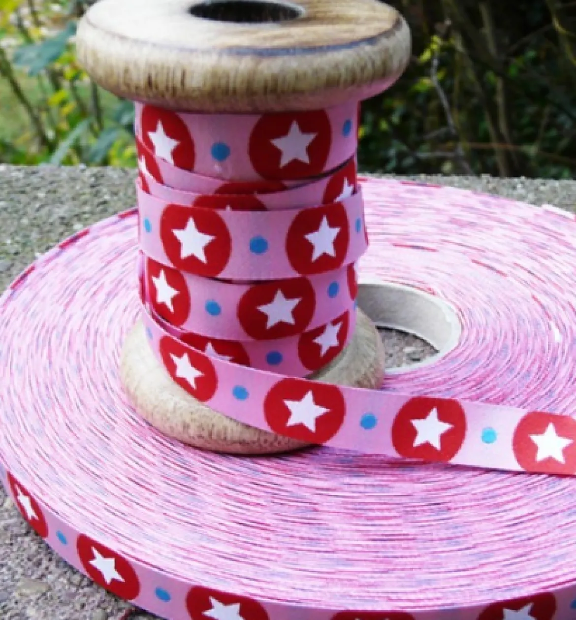 Farbenmix Webband Stardotzz rosa Breite: 1,2cm