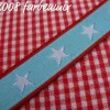 Farbenmix Webband Sterneband rot hellblau Breite: 1,2cm
