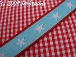 Farbenmix Webband Sterneband rot hellblau Breite: 1,2cm
