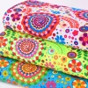 Faschingsstoff Polyester Blumen Herz Punkte rosa bunt 1,5m Breite