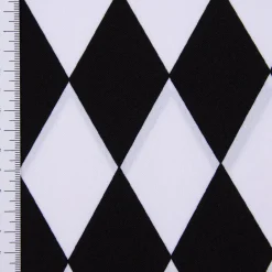 Faschingsstoff Polyester Raute weiß schwarz 1,5m Breite