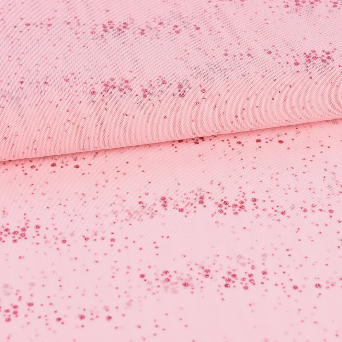 Faschingsstoff Stretch Tüll weich Glitzer einfarbig rosa 1,5m Breite