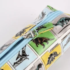 Federmäppchen Dinosaurier hellblau gelb grün 21x6cm