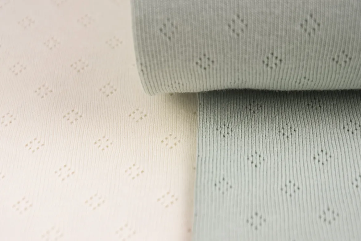 Feinstrick Baumwoll-Jersey Pointoille Lochmuster einfarbig creme