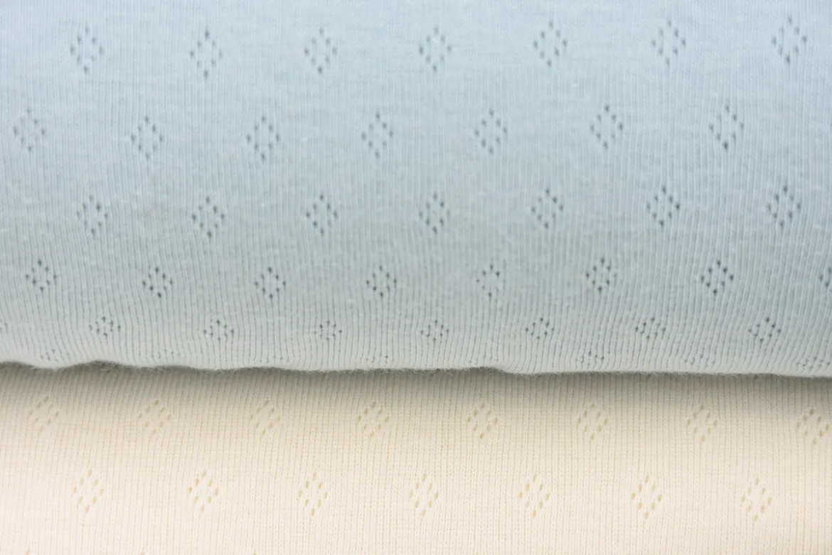 Feinstrick Baumwoll-Jersey Pointoille Lochmuster einfarbig creme