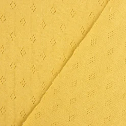 Feinstrick Jersey Baumwolle Pointoille Lochmuster einfarbig senfgelb 1,4m Breite