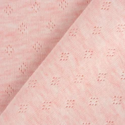 Feinstrick Jersey Baumwolle Pointoille Lochmuster rosa creme meliert 1,4m Breite