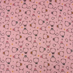 Feinstrick Jersey Baumwolle Pointoille Lochmuster Bär Hase Vogel rosa bunt 1,4m Breite