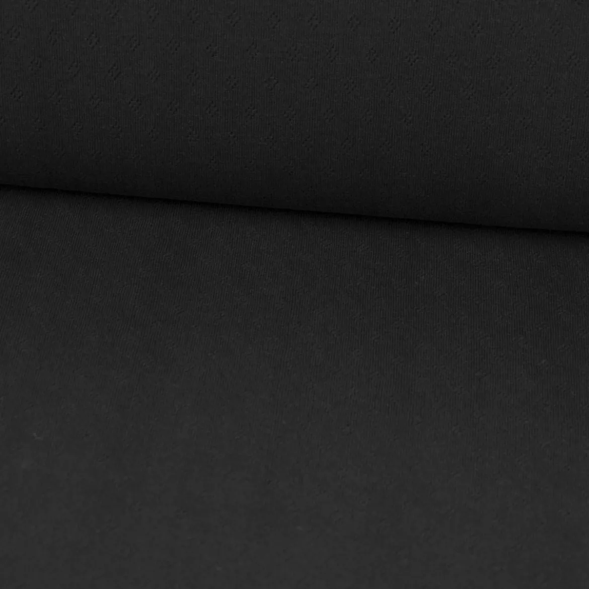 Feinstrick Jersey Baumwolle Pointoille Lochmuster einfarbig schwarz 1,4m Breite