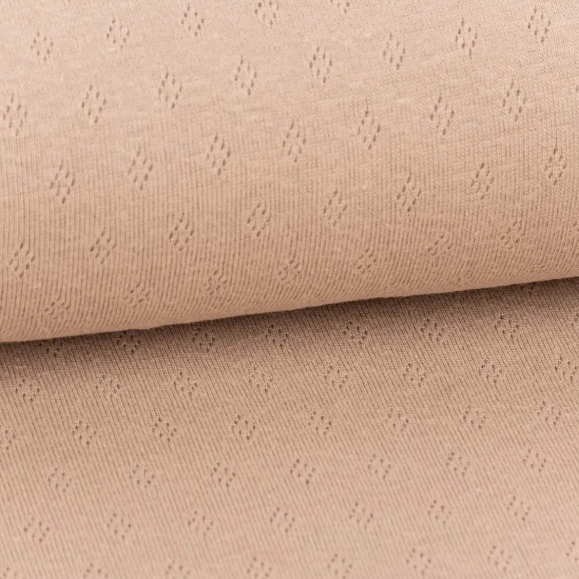 Feinstrick Jersey Baumwolle Pointoille Lochmuster einfarbig cappucchino braun 1,4m Breite