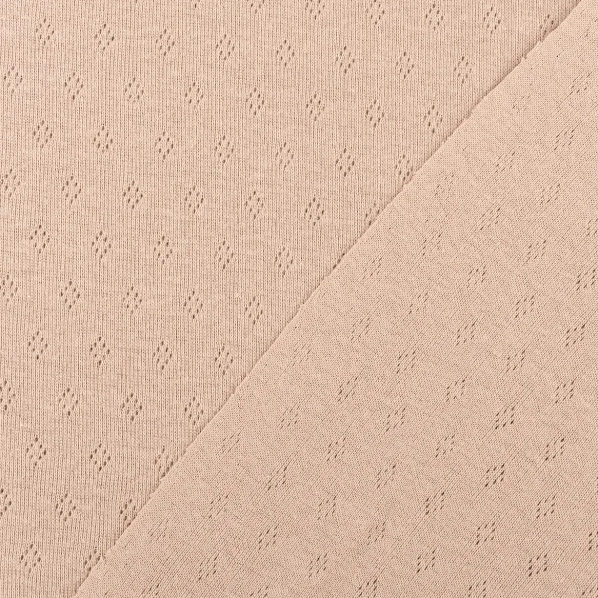 Feinstrick Jersey Baumwolle Pointoille Lochmuster einfarbig cappucchino braun 1,4m Breite