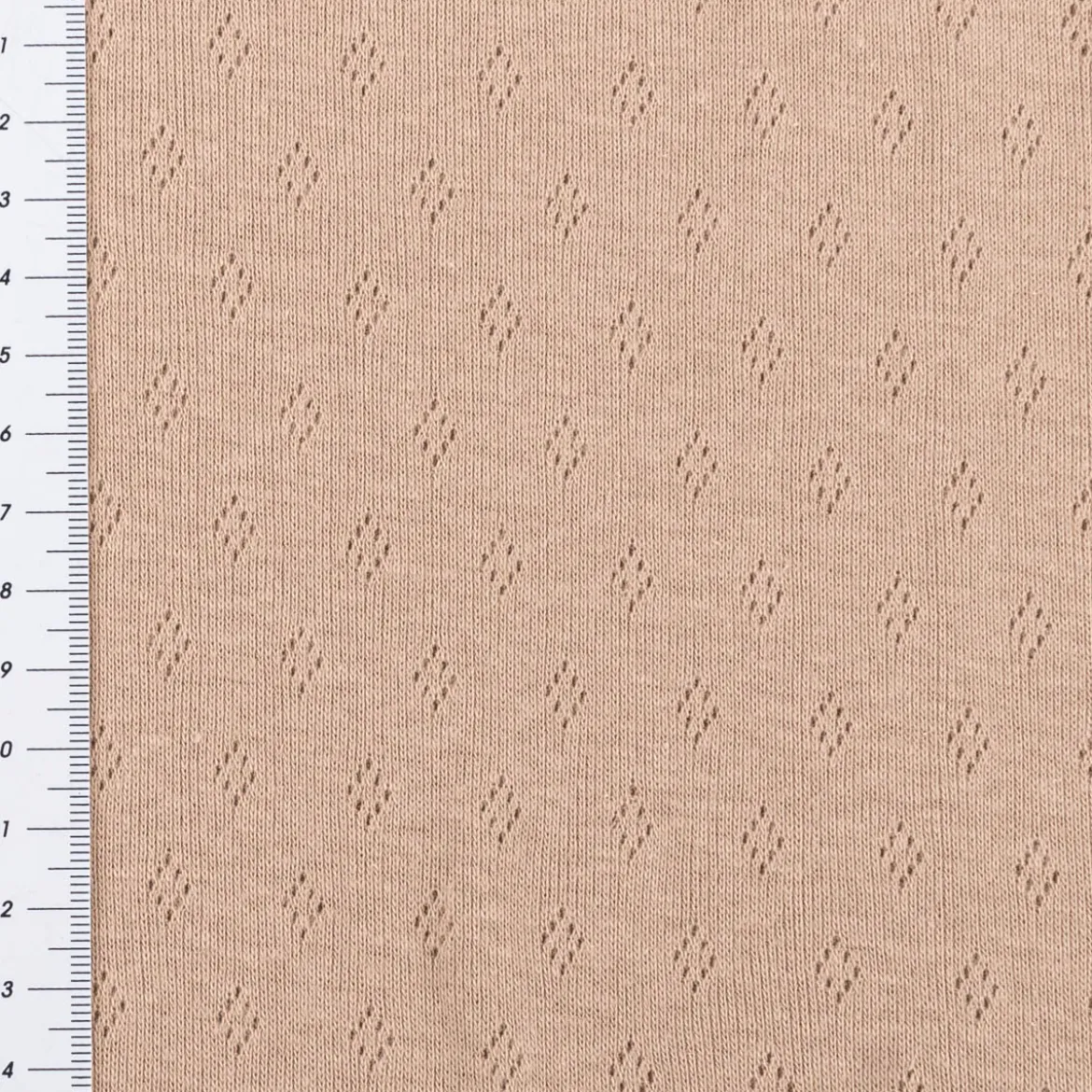 Feinstrick Jersey Baumwolle Pointoille Lochmuster einfarbig cappucchino braun 1,4m Breite