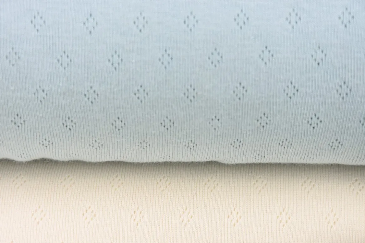 Feinstrickstoff Baumwoll-Jersey Pointoille Lochmuster einfarbig grau meliert 1,4m Breite