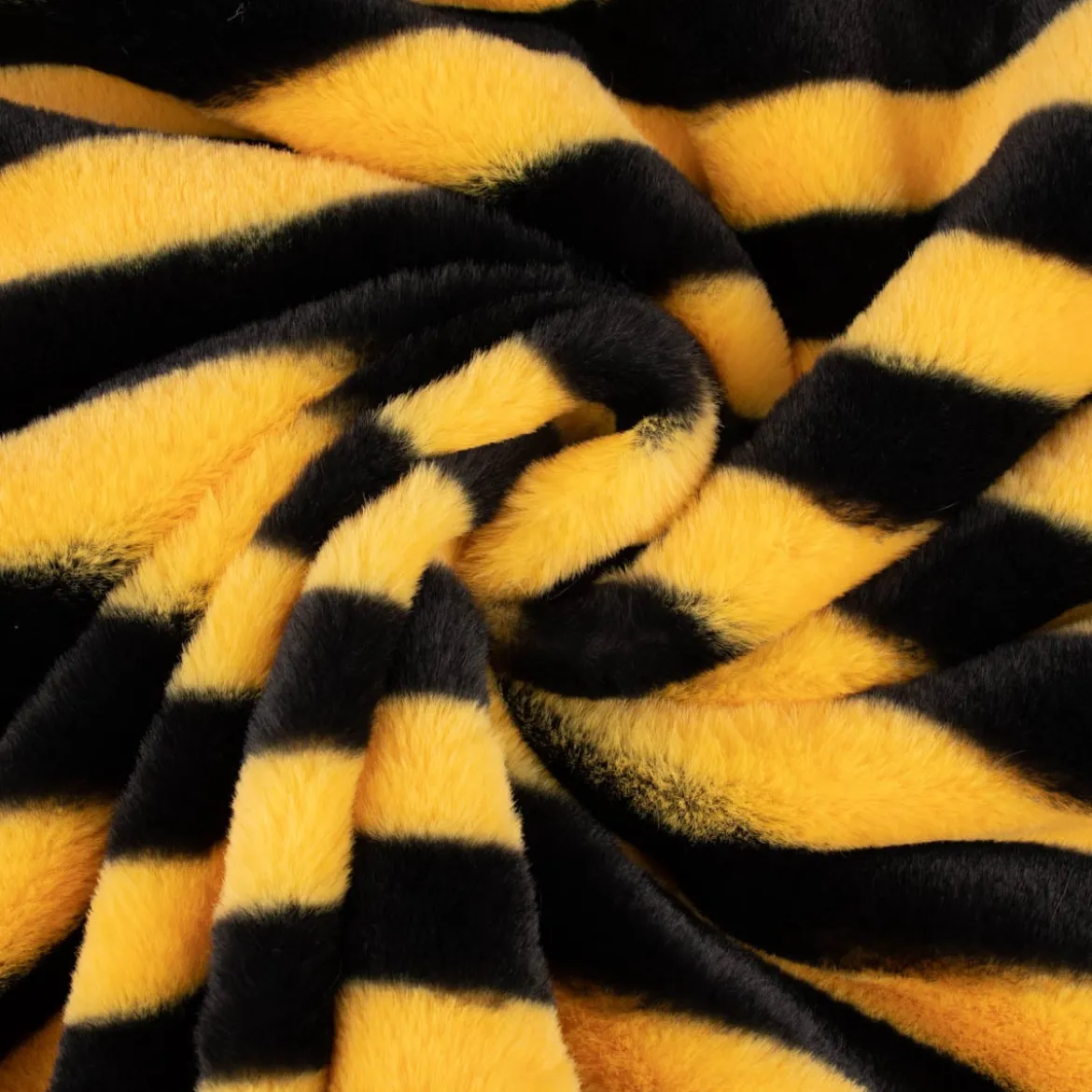 Fellimitat Kunstfell Bienenstoff kuschelweich Streifen gelb schwarz 1,5m Breite