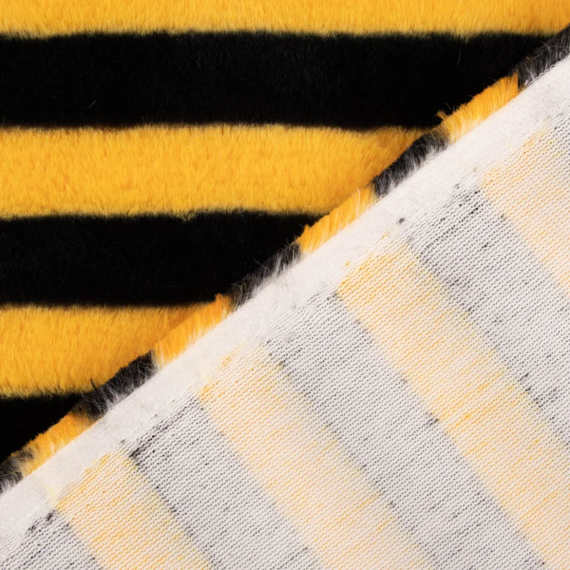 Fellimitat Kunstfell Bienenstoff kuschelweich Streifen gelb schwarz 1,5m Breite