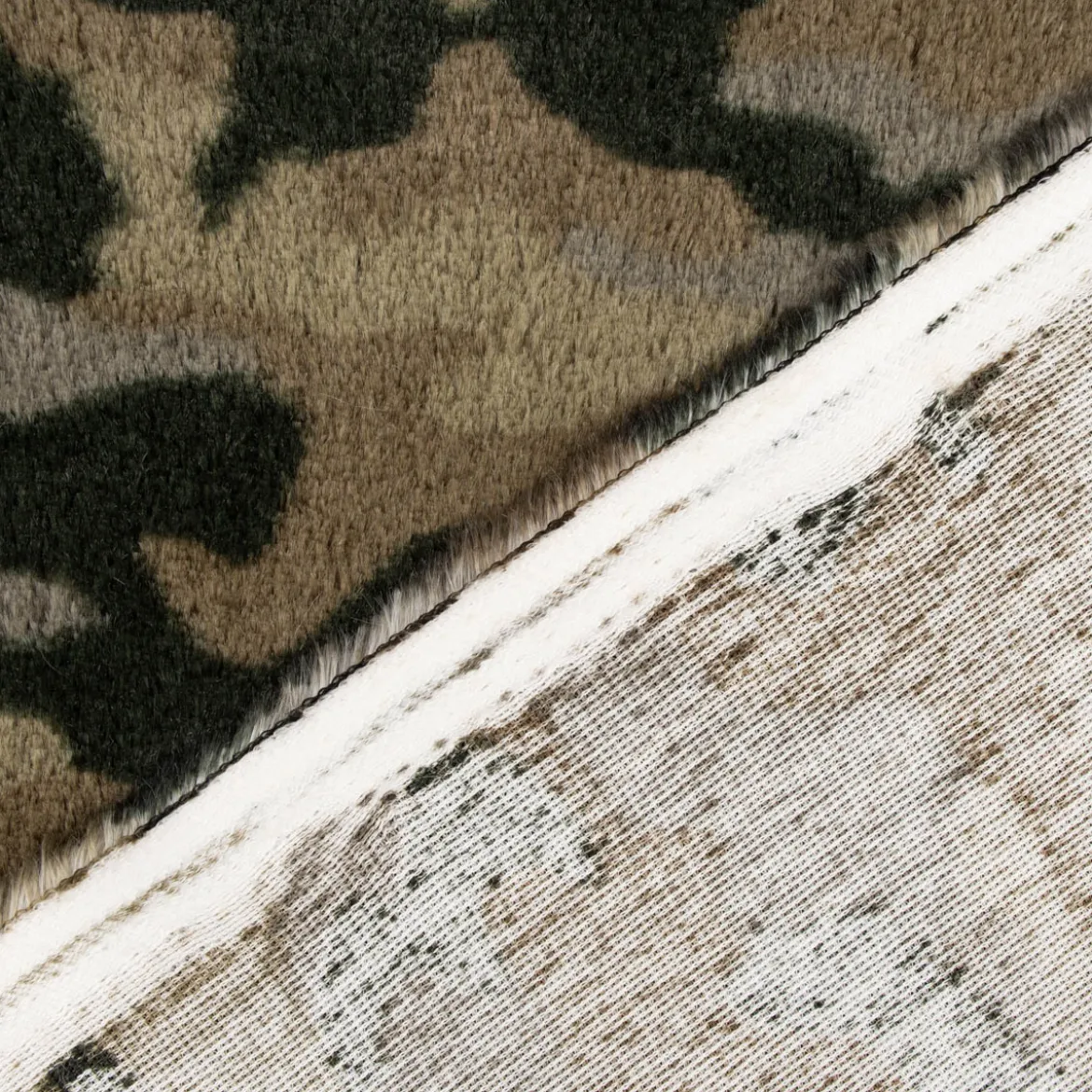 Fellimitat Kunstfell Camouflage oliv schlamm schwarz 1,45m Breite
