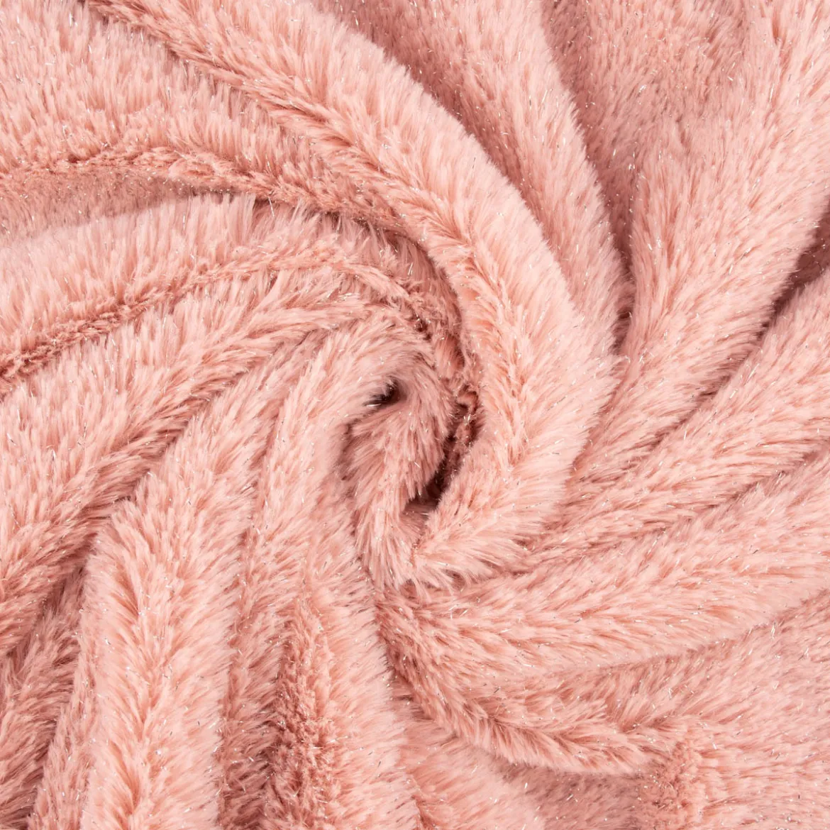 Fellimitat Kunstfell mit Lurex Glitzer rosa silberfarbig 1,5m Breite