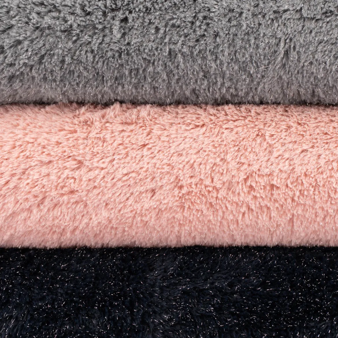 Fellimitat Kunstfell mit Lurex Glitzer rosa silberfarbig 1,5m Breite