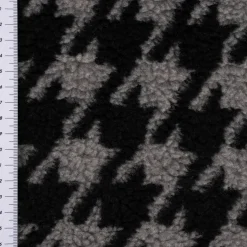 Fellimitat Kunstfell Teddyplüsch Hahnentritt grau schwarz 1,45m Breite