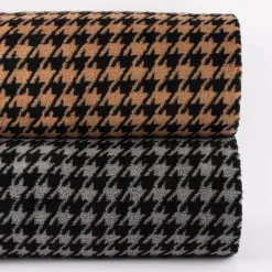 Fellimitat Kunstfell Teddyplüsch Hahnentritt grau schwarz 1,45m Breite
