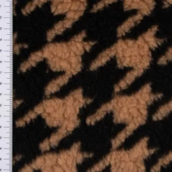 Fellimitat Kunstfell Teddyplüsch Hahnentritt camel schwarz 1,5m Breite